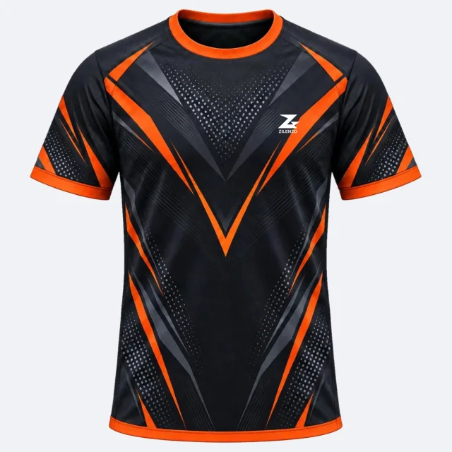Black Blaze – sort Performance T-shirt med orange kanter