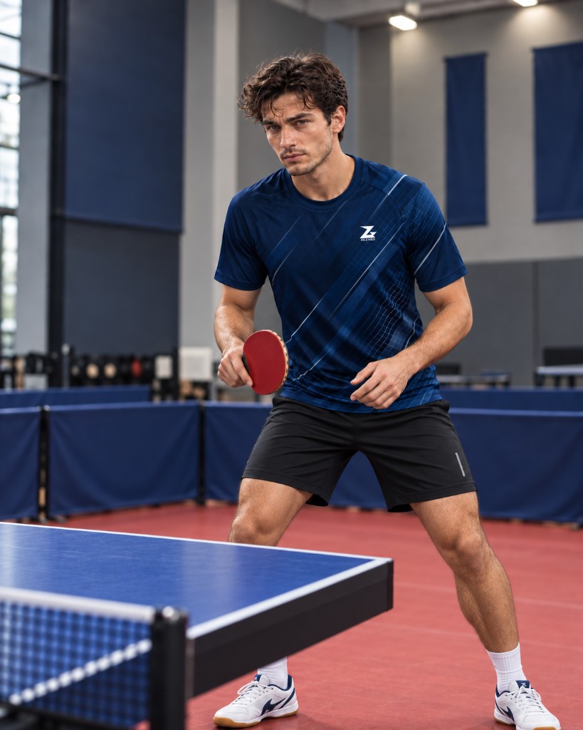Bordtennisspiller ved bordet